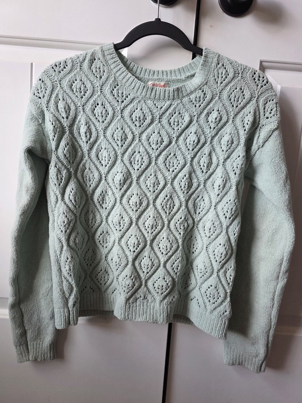 Cat & Jack Mint Green Cable Knit Crewneck Sweater